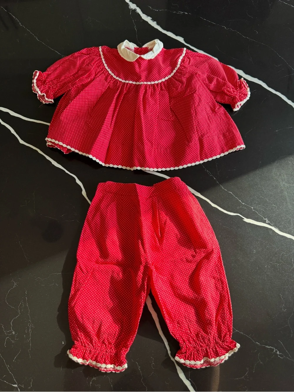 Vintage Toddler Red Polka Dot Set